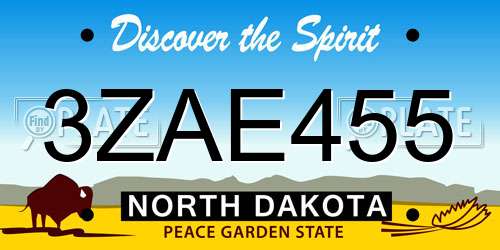 3ZAE455 North Dakota License Plate