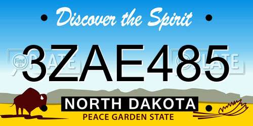 3ZAE485 North Dakota License Plate