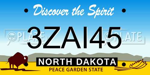 3ZAI45 North Dakota License Plate