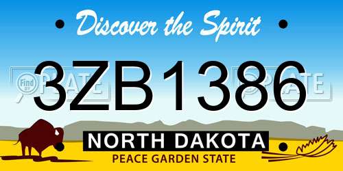 3ZB1386 North Dakota License Plate