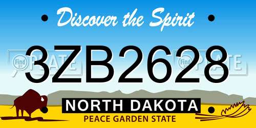 3ZB2628 North Dakota License Plate