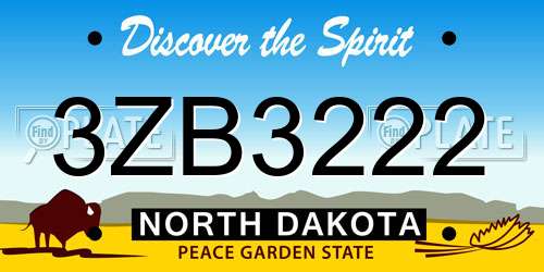 3ZB3222 North Dakota License Plate