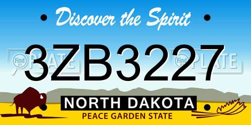 3ZB3227 North Dakota License Plate