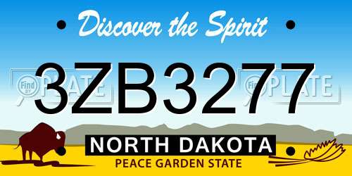 3ZB3277 North Dakota License Plate