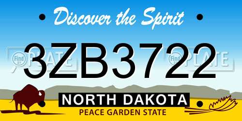 3ZB3722 North Dakota License Plate