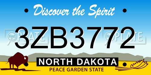 3ZB3772 North Dakota License Plate