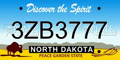 3ZB3777 North Dakota License Plate