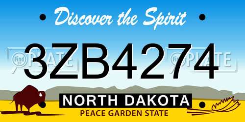 3ZB4274 North Dakota License Plate