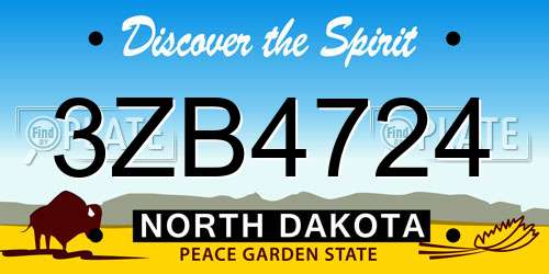 3ZB4724 North Dakota License Plate