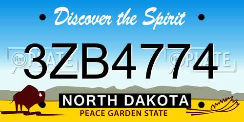 3ZB4774 North Dakota License Plate