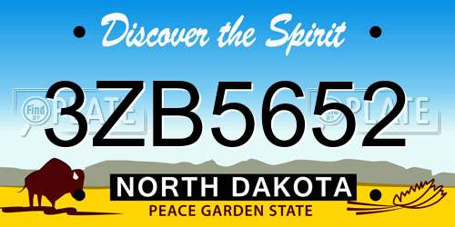 3ZB5652 North Dakota License Plate