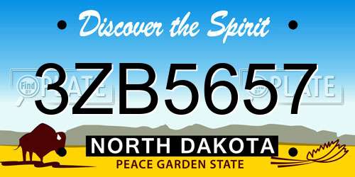 3ZB5657 North Dakota License Plate