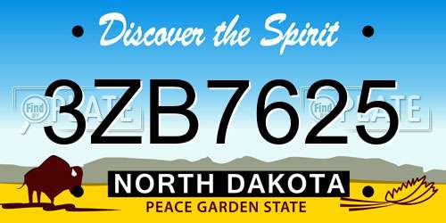 3ZB7625 North Dakota License Plate