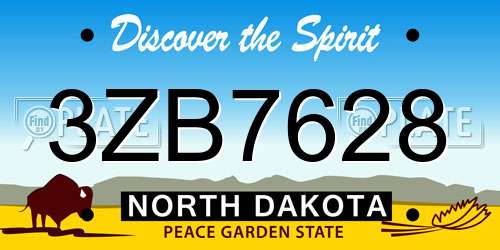 3ZB7628 North Dakota License Plate
