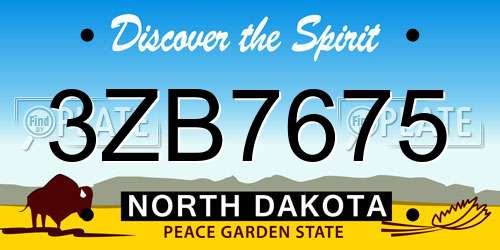 3ZB7675 North Dakota License Plate