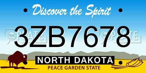 3ZB7678 North Dakota License Plate