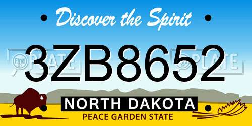 3ZB8652 North Dakota License Plate