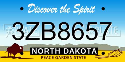 3ZB8657 North Dakota License Plate