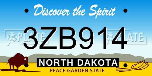 3ZB914 North Dakota License Plate