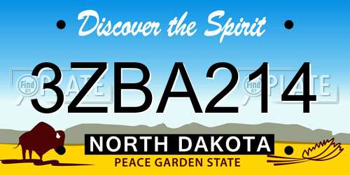 3ZBA214 North Dakota License Plate