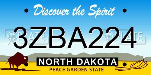 3ZBA224 North Dakota License Plate