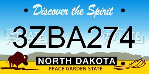 3ZBA274 North Dakota License Plate