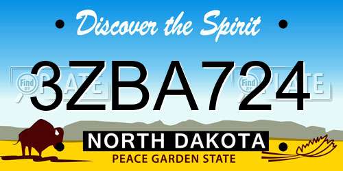 3ZBA724 North Dakota License Plate