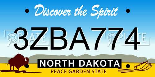 3ZBA774 North Dakota License Plate