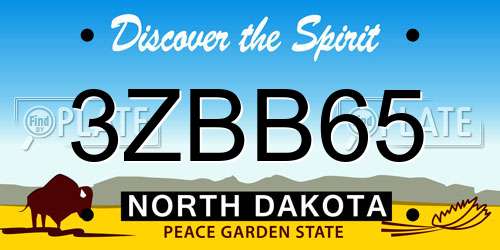 3ZBB65 North Dakota License Plate