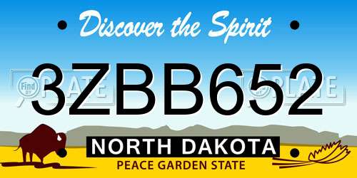 3ZBB652 North Dakota License Plate