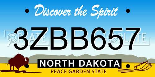 3ZBB657 North Dakota License Plate