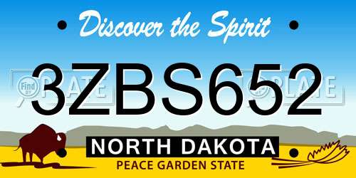 3ZBS652 North Dakota License Plate