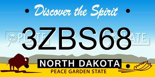 3ZBS68 North Dakota License Plate