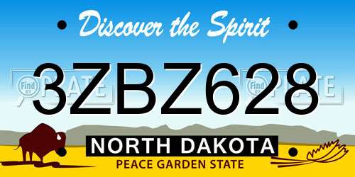 3ZBZ628 North Dakota License Plate