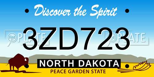 3ZD723 North Dakota License Plate