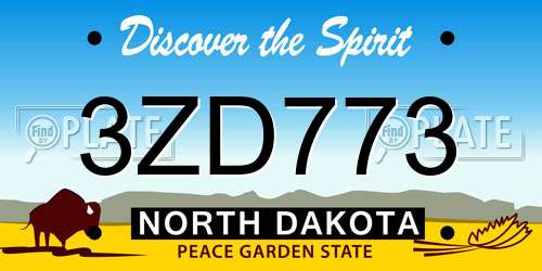 3ZD773 North Dakota License Plate