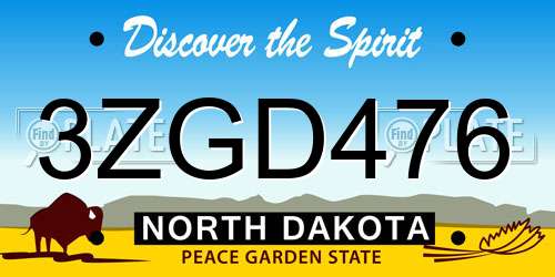 3ZGD476 North Dakota License Plate