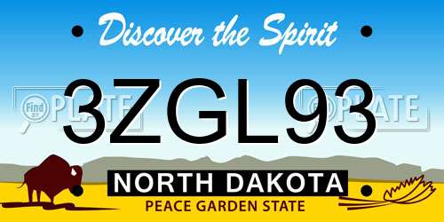 3ZGL93 North Dakota License Plate