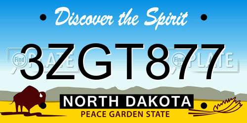 3ZGT877 North Dakota License Plate