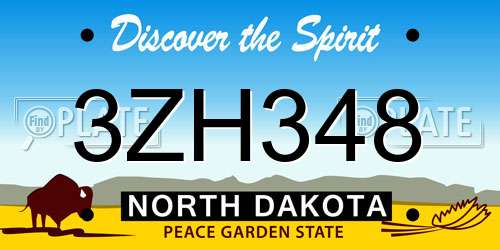 3ZH348 North Dakota License Plate