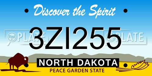 3ZI255 North Dakota License Plate