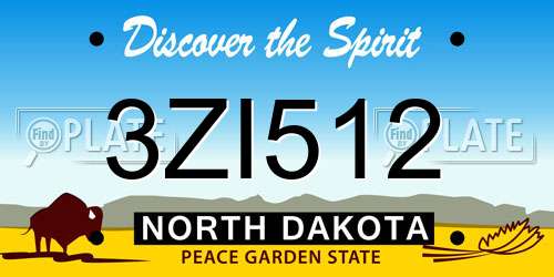 3ZI512 North Dakota License Plate