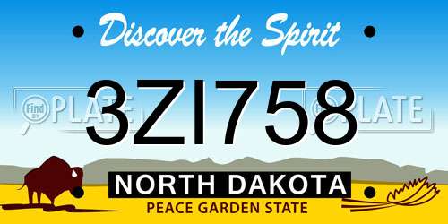 3ZI758 North Dakota License Plate
