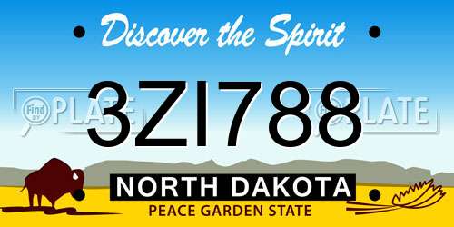3ZI788 North Dakota License Plate
