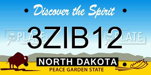 3ZIB12 North Dakota License Plate