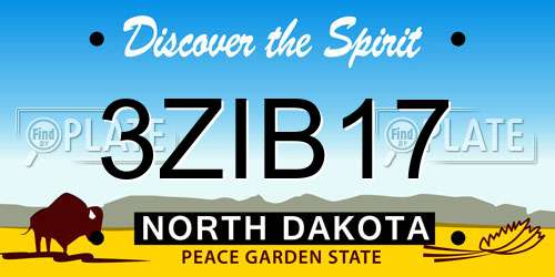 3ZIB17 North Dakota License Plate