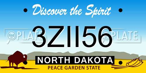 3ZII56 North Dakota License Plate