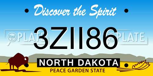 3ZII86 North Dakota License Plate