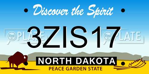 3ZIS17 North Dakota License Plate