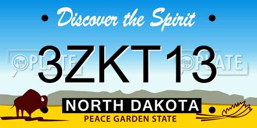 3ZKT13 North Dakota License Plate